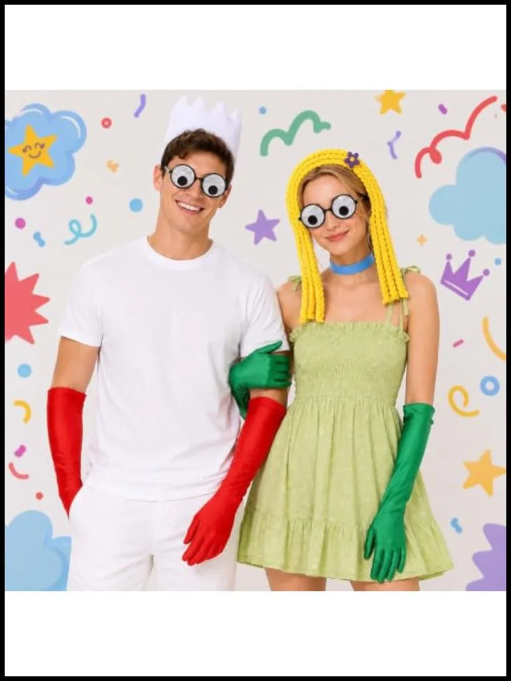 Halloween Fork Knife Costume Set with Googly Eyes Gloves Hair Accessories for